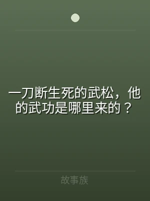 一刀断生死的武松，他的武功是哪里来的？