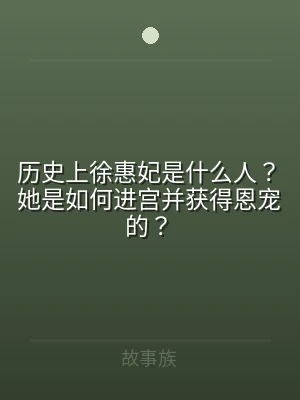 历史上徐惠妃是什么人？她是如何进宫并获得