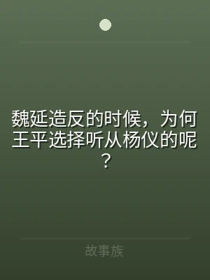 魏延造反的时候，为何王平选择听从杨仪的呢