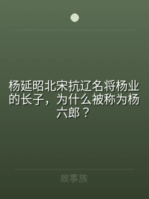 杨延昭北宋抗辽名将杨业的长子，为什么被称